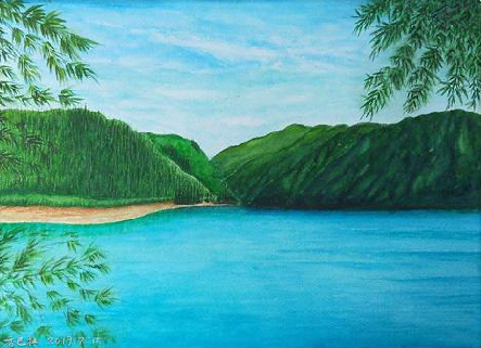 田林在墙绘中,如何绘画绿水青山?